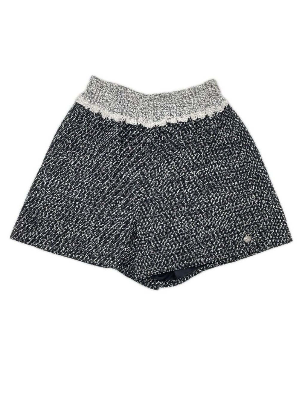 Chanel CC Logo Waist Togo Tweed Shorts 34